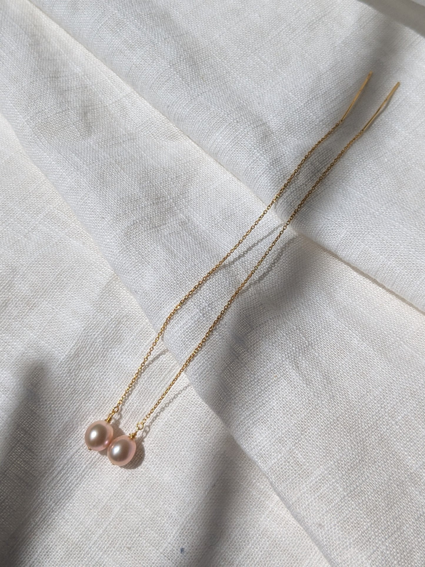 Sway gold vermeil and pearl threader earrings