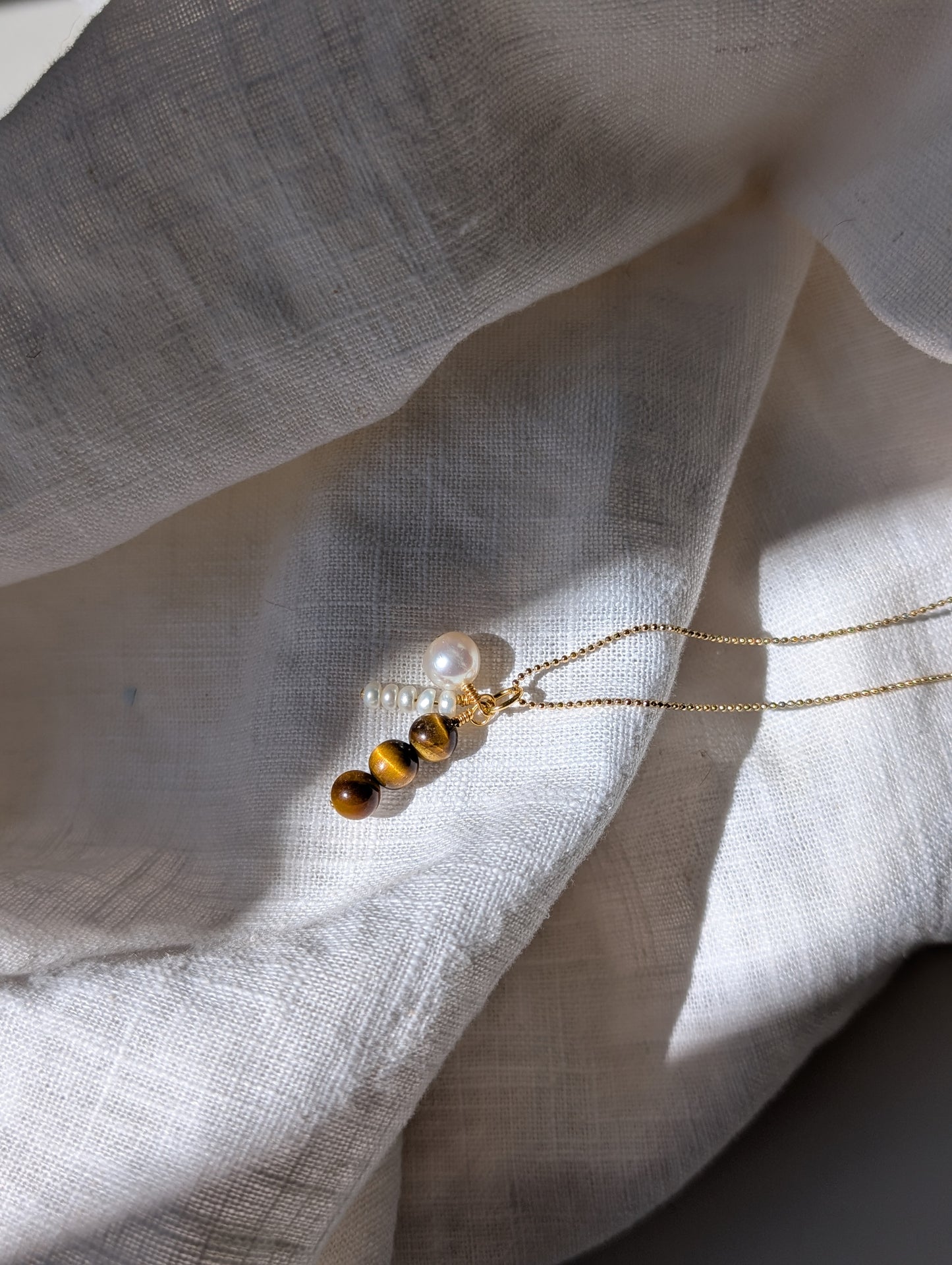 Tigers eye and pearl pendant