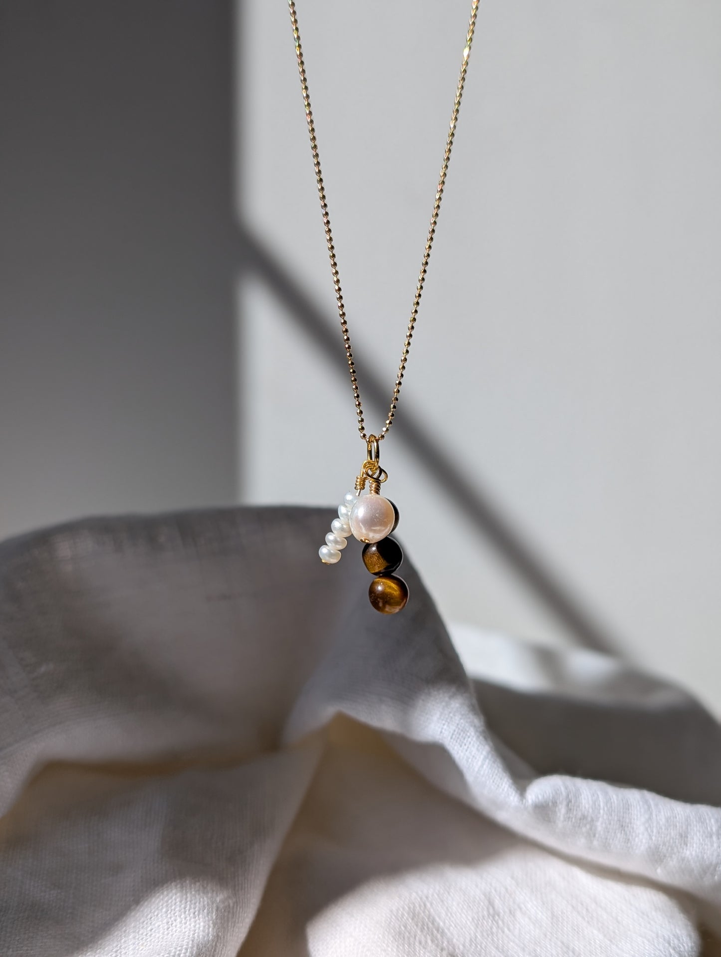 Tigers eye and pearl pendant