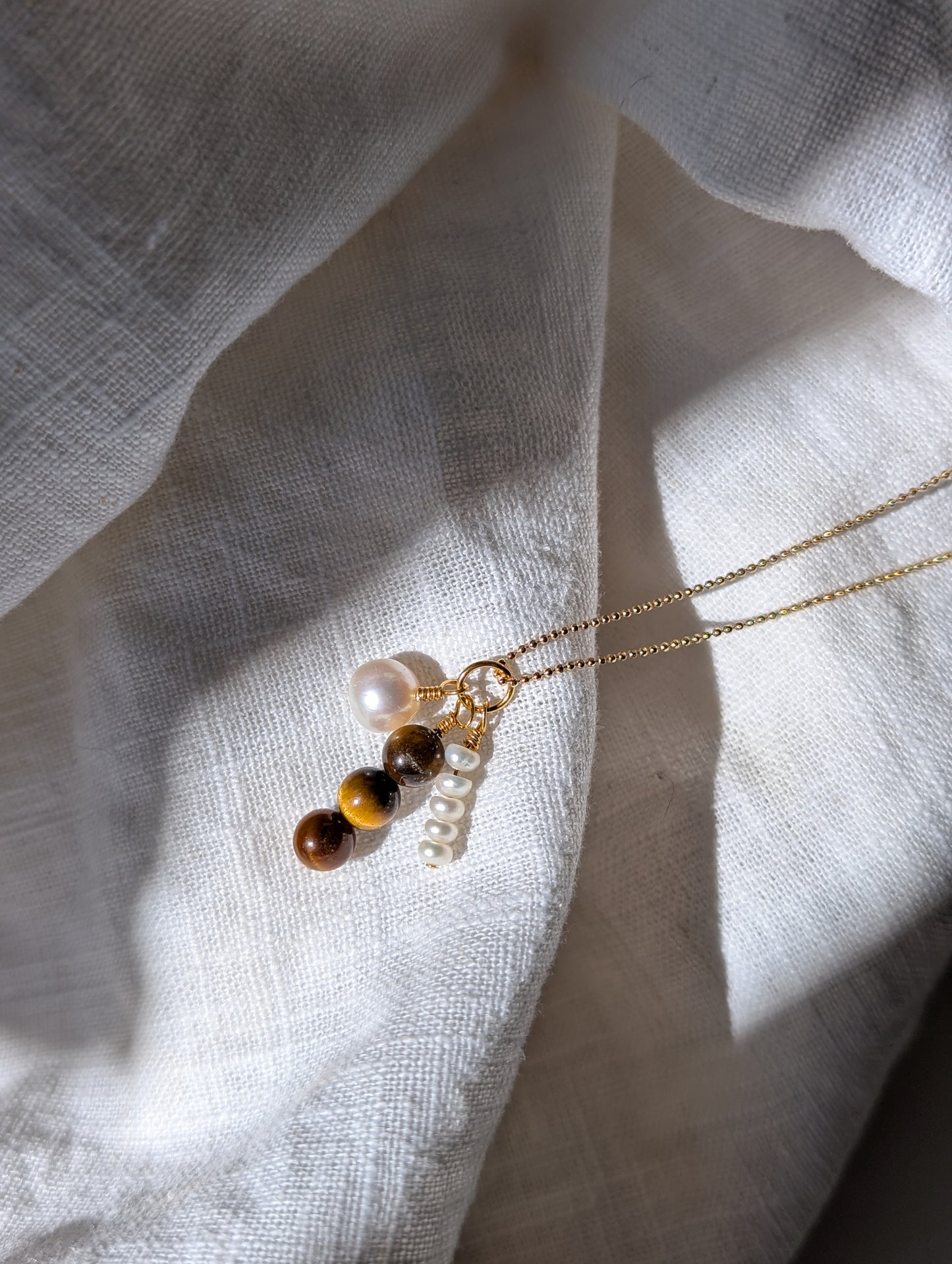 Tigers eye and pearl pendant