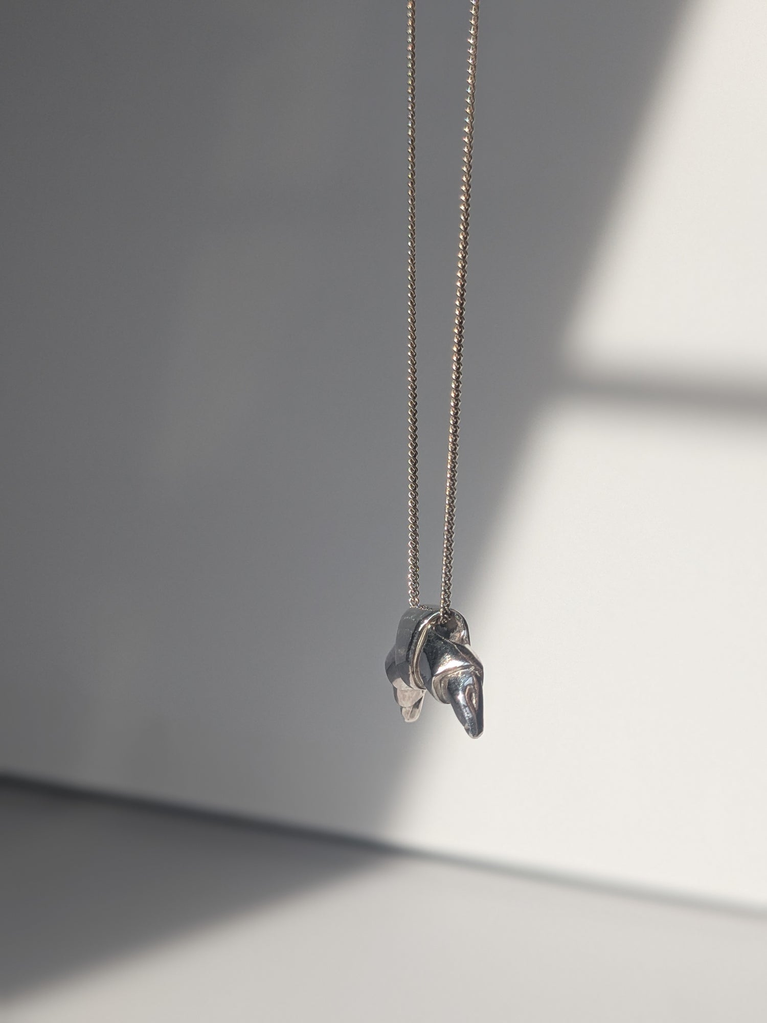 Croissant pendant necklace silver on chain