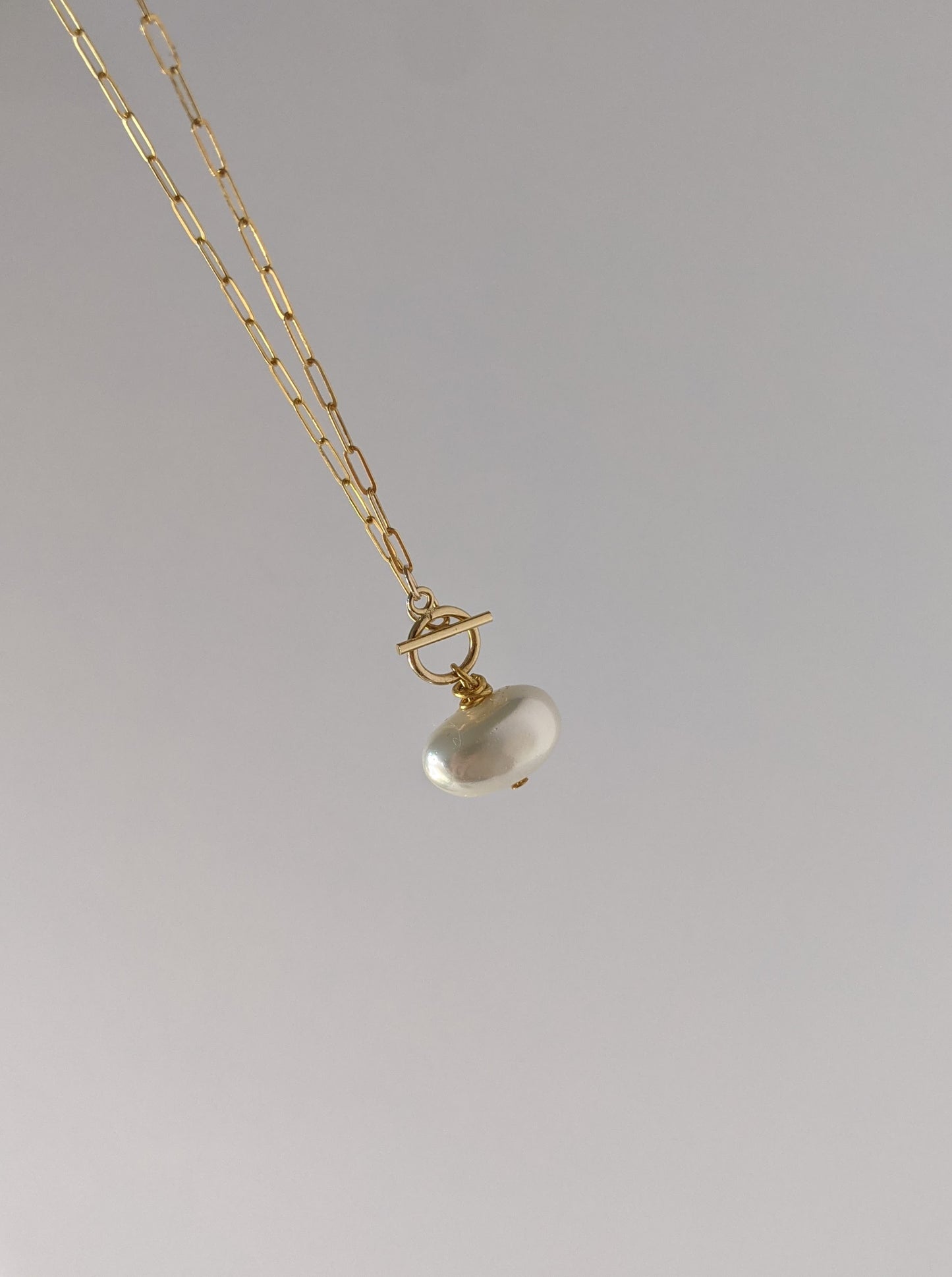 Reclaimed Glass Pearl & Toggle Necklace