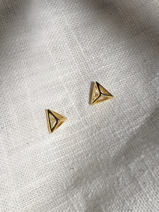 Tetrahedron Gold Vermeil Studs