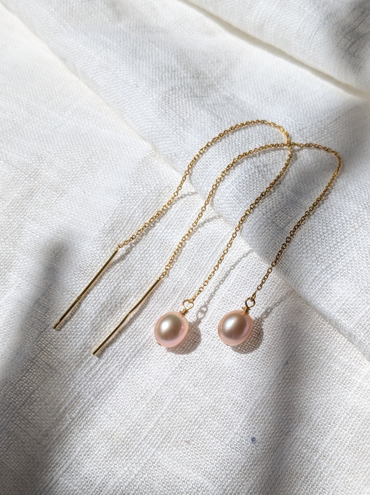 Sway gold vermeil and pearl threader earrings