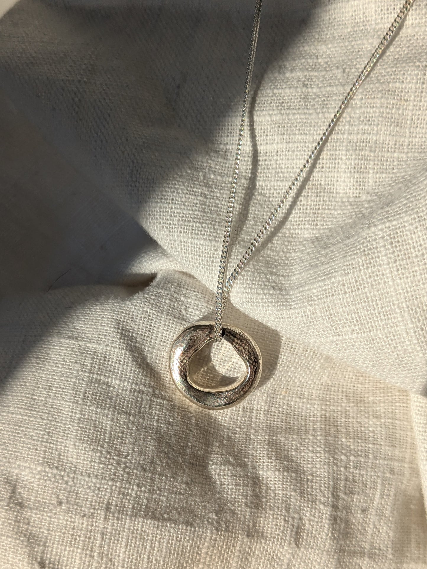 Linen Window Pendant Silver Necklace