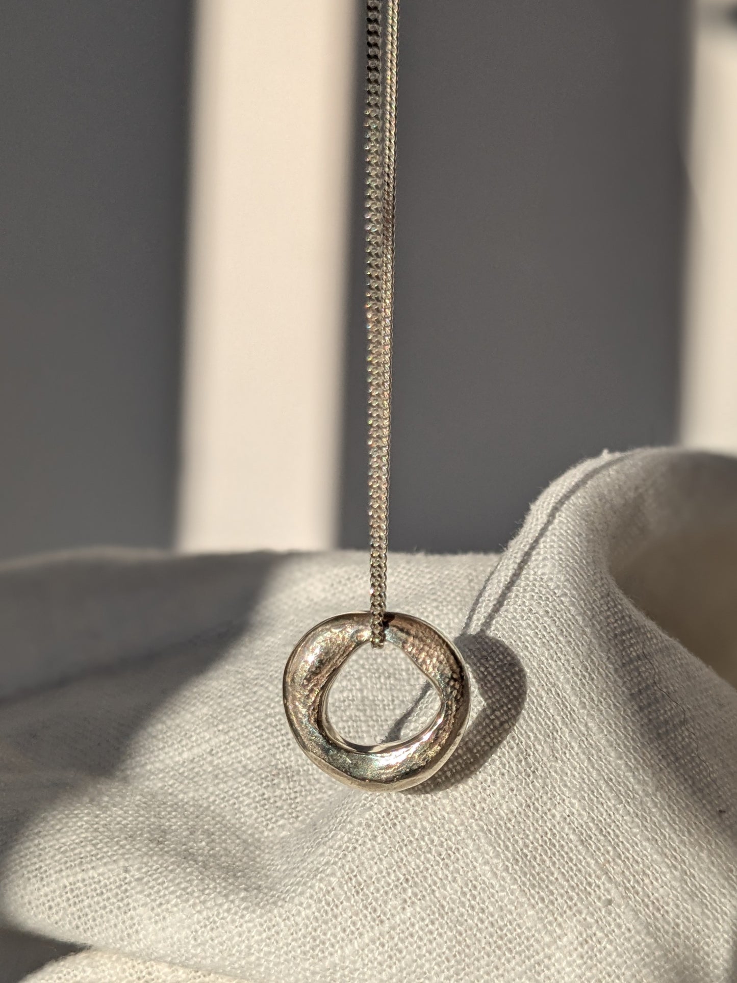 Linen Window Pendant Silver Necklace