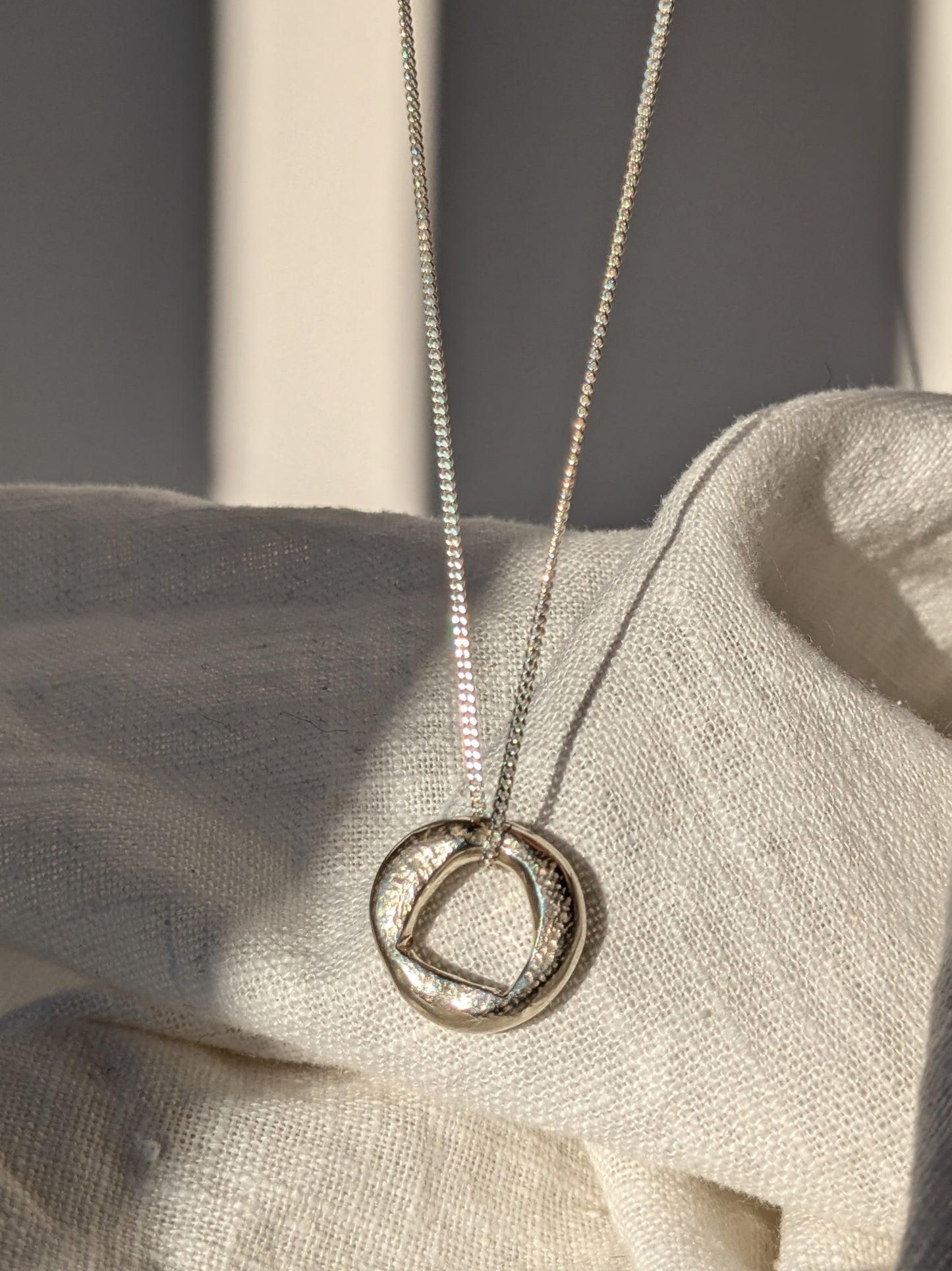 Linen Window Pendant Silver Necklace