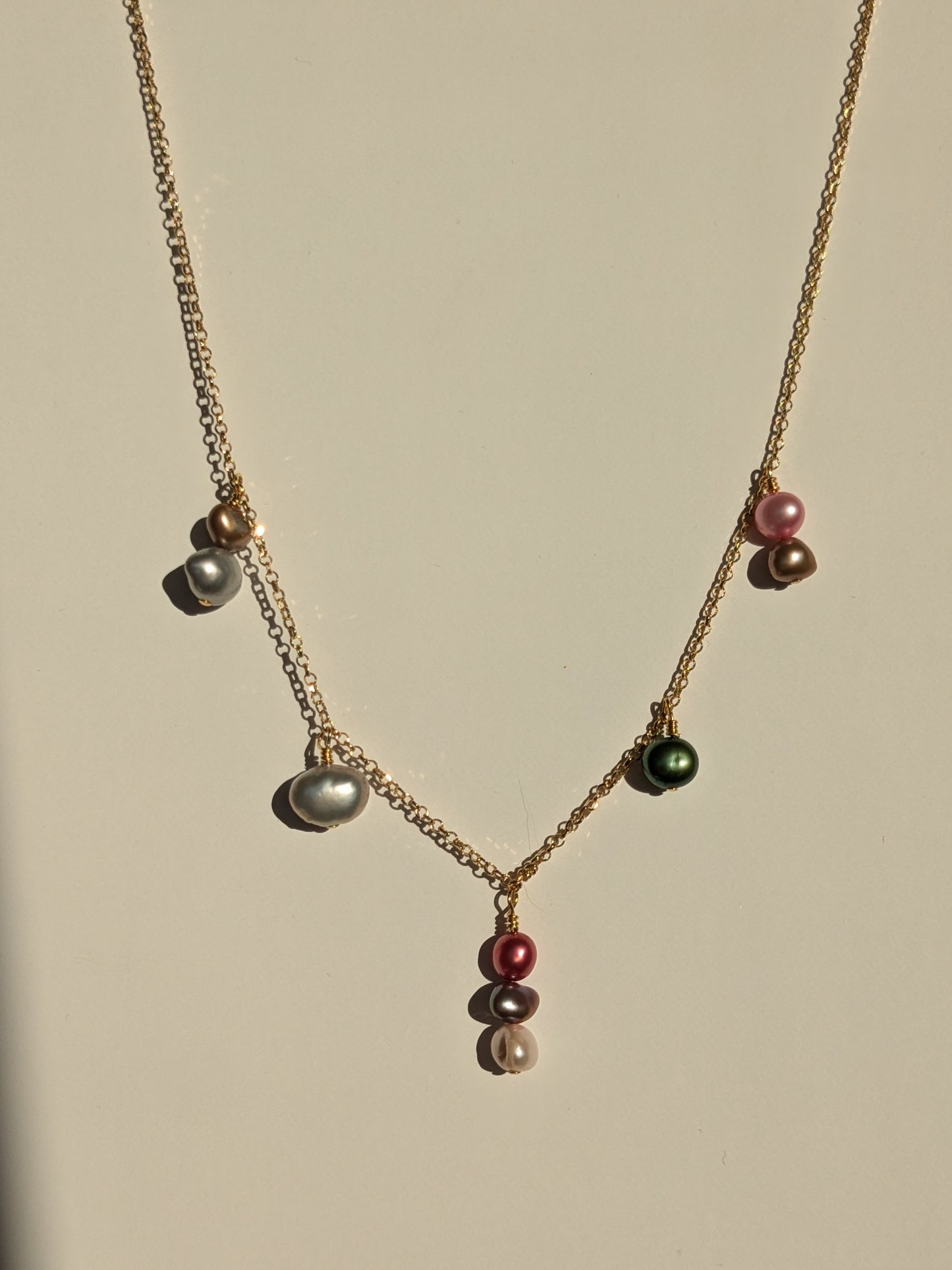 Multi-Colour Pearl Charm Necklace