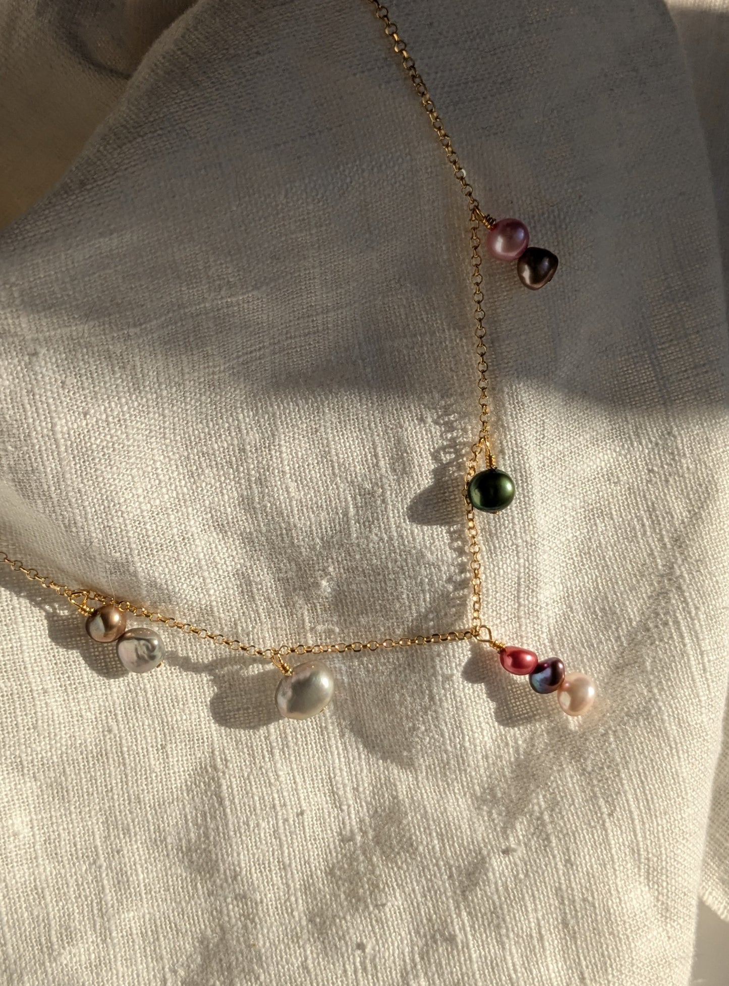 Multi-Colour Pearl Charm Necklace