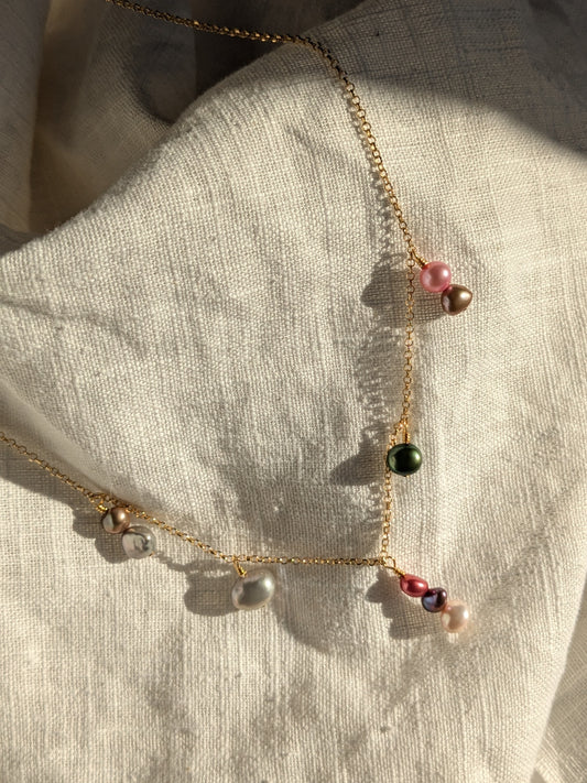 Multi-Colour Pearl Charm Necklace