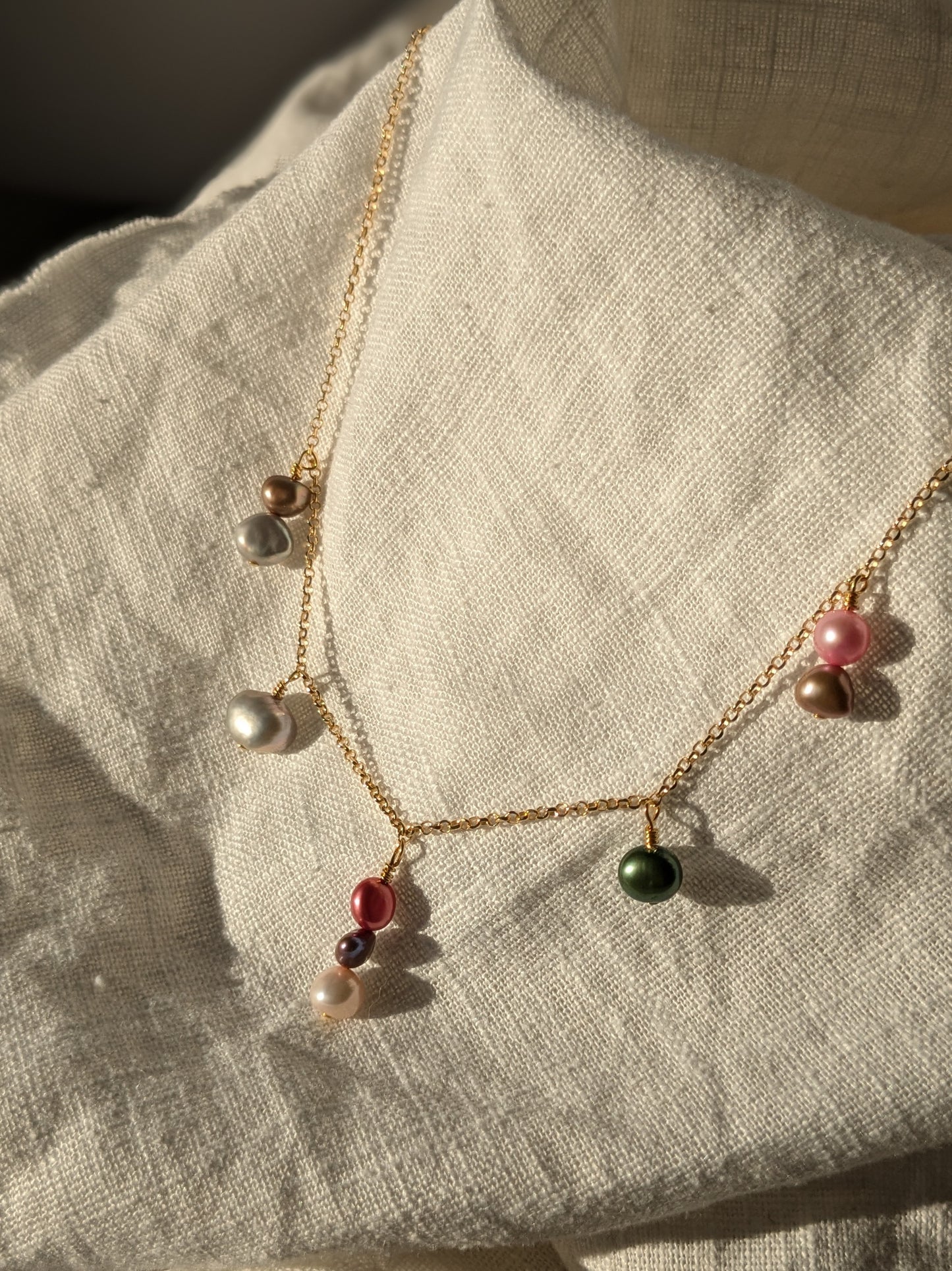 Multi-Colour Pearl Charm Necklace