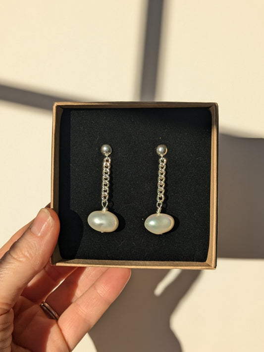 Vintage Glass Pearl Chain Studs