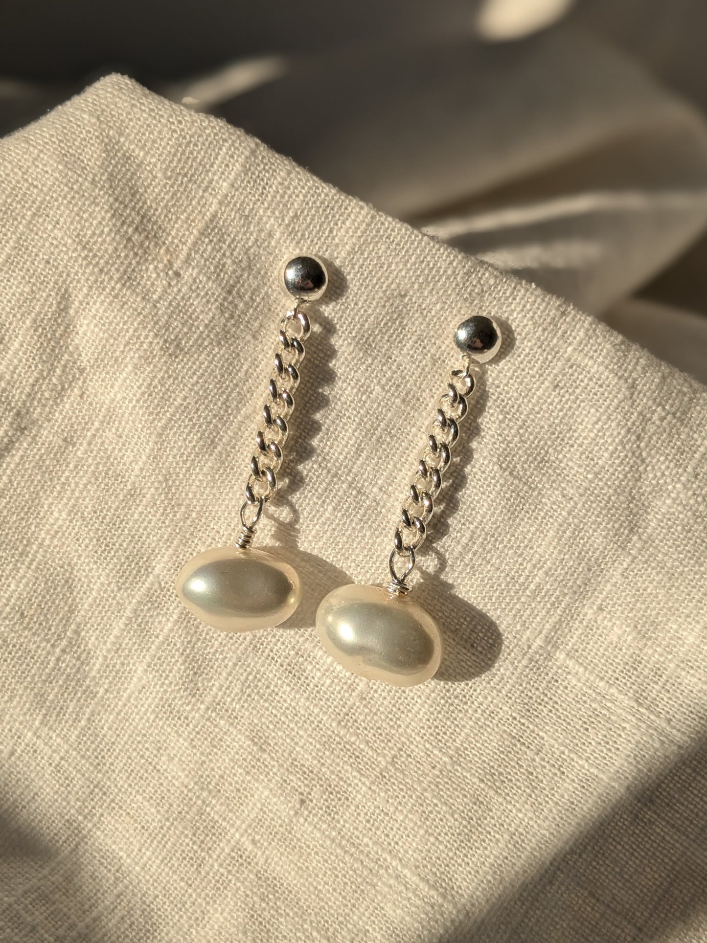 Vintage Glass Pearl Chain Studs