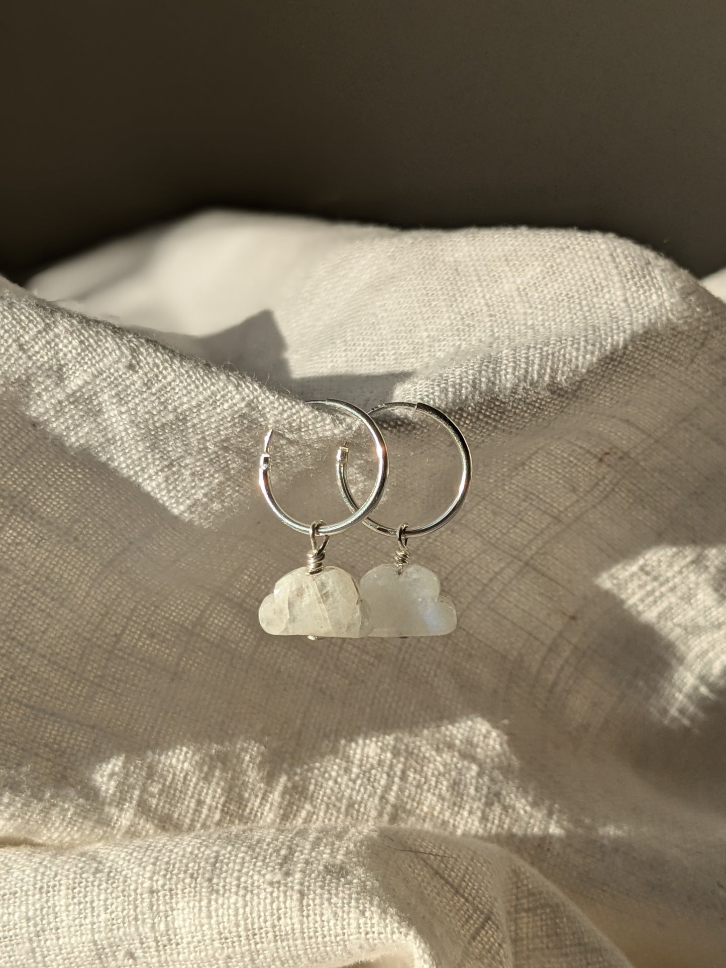 Rainbow Moonstone Cloud Hoops