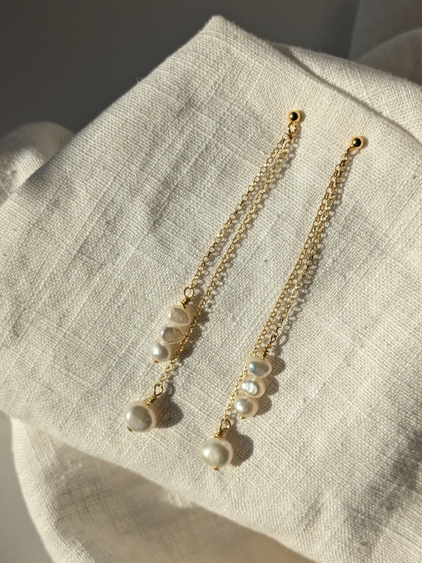 Reclaimed Pearl Chain drop stud earrings