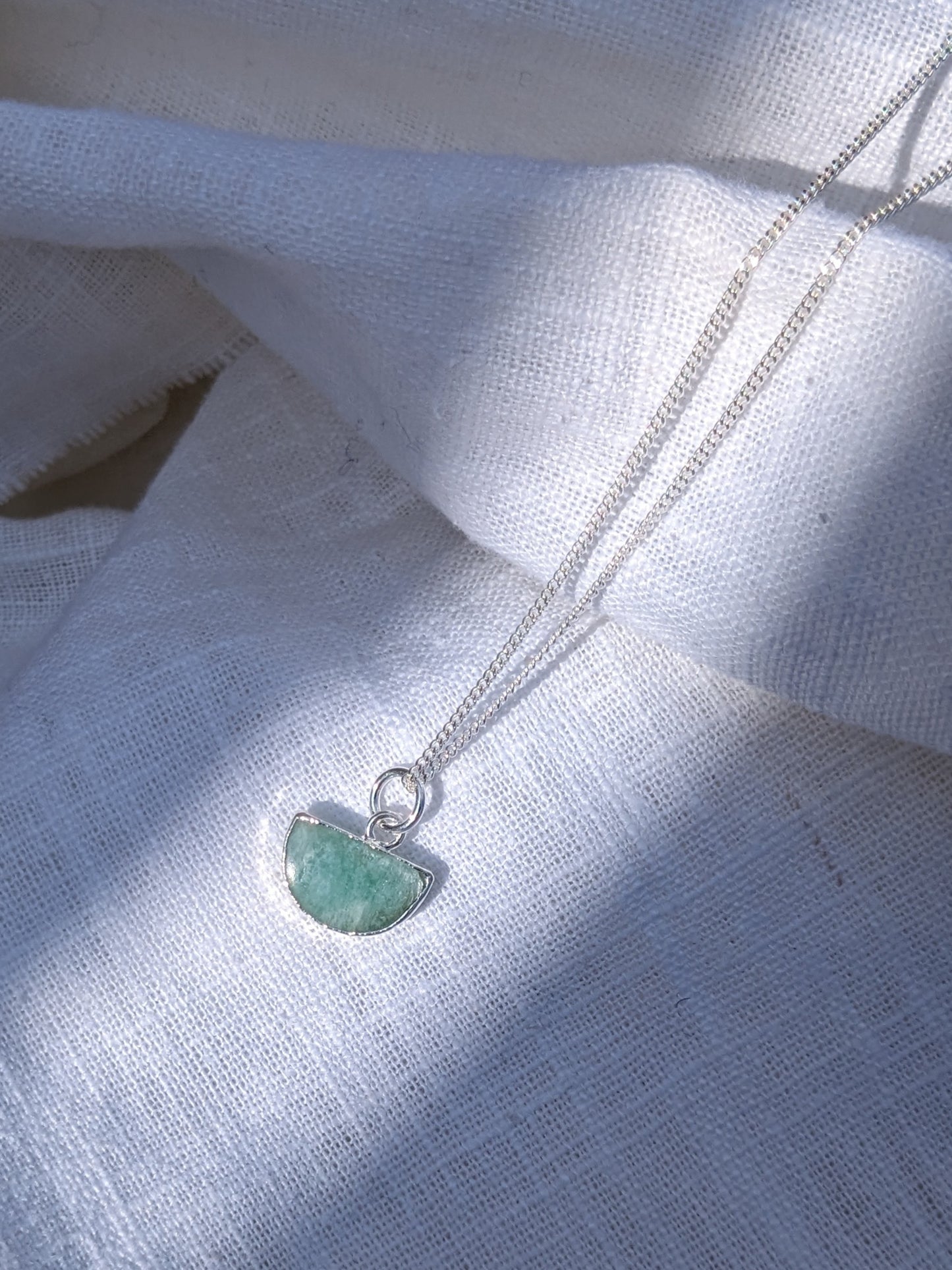 Semi Precious Semi Circle Pendant Necklace