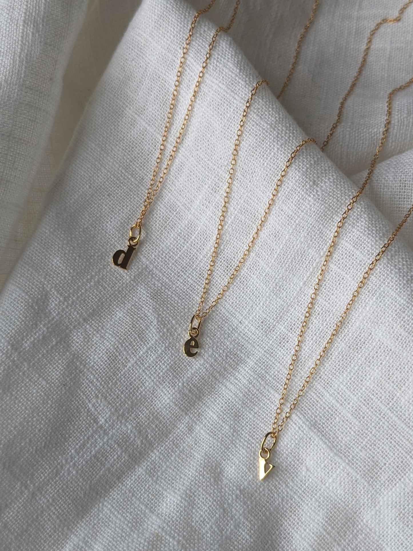 Tiny Lowercase Initial Necklace - Gold