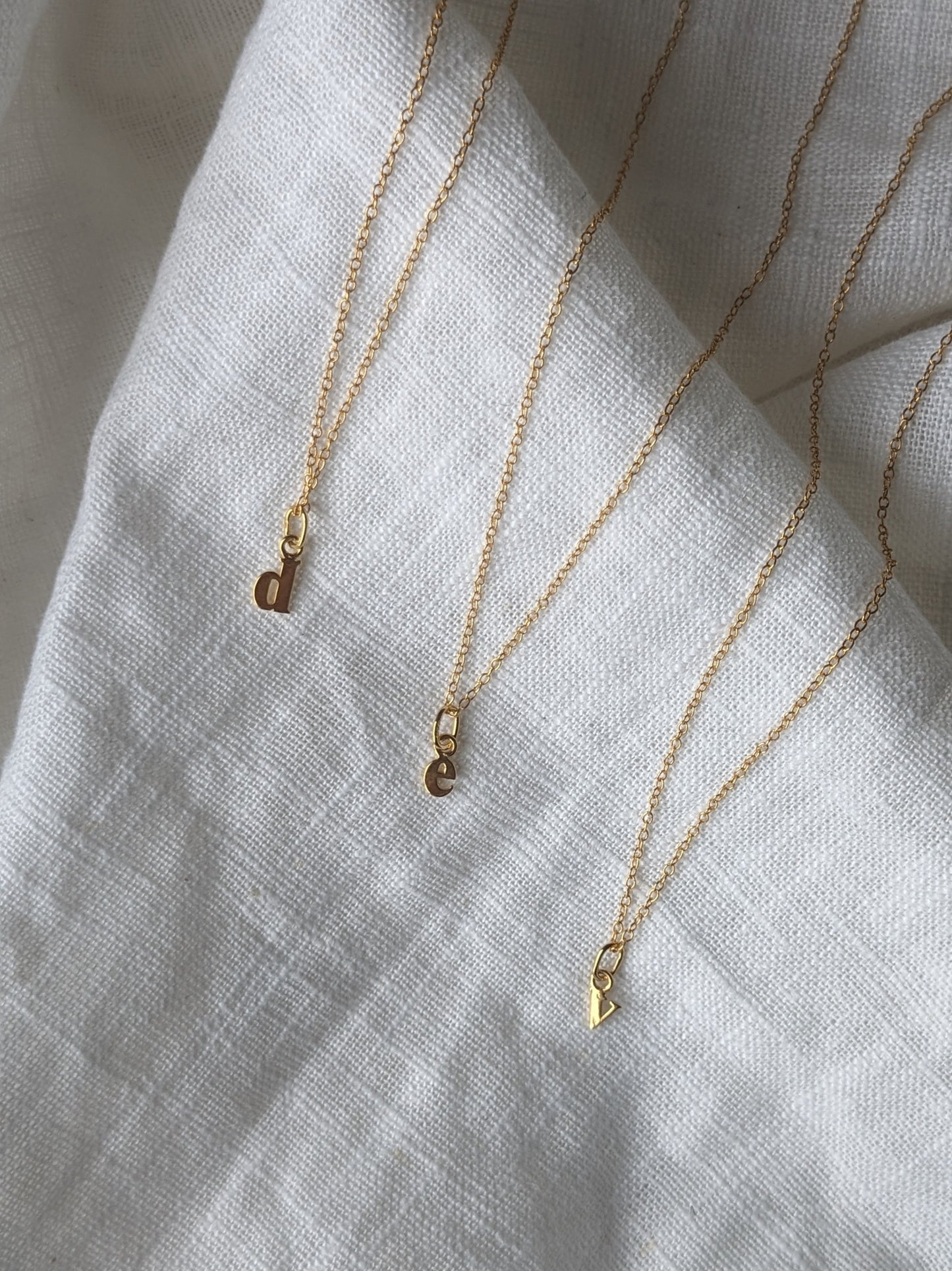Tiny Lowercase Initial Necklace - Gold