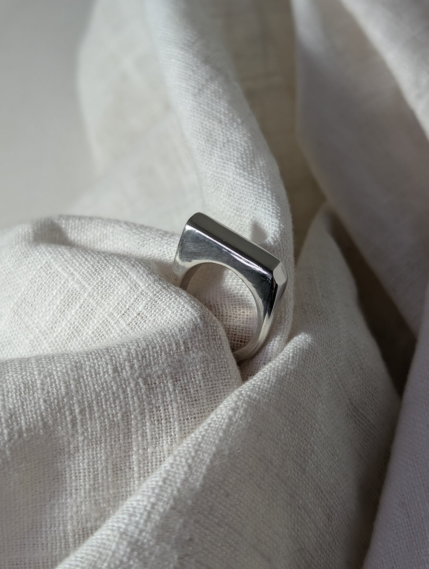 Chunky angled silver ring