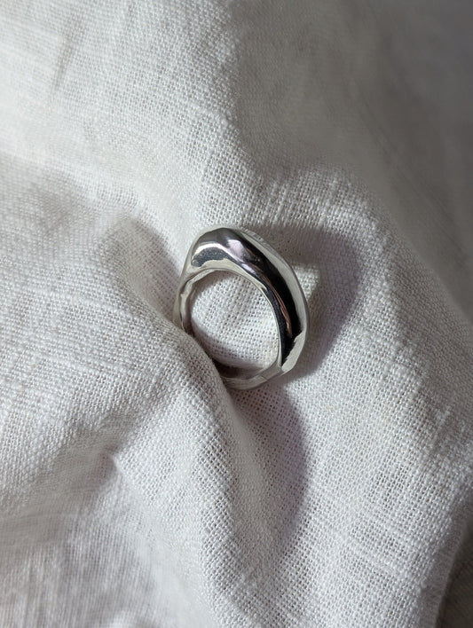 Chunky molten smooth lava silver ring