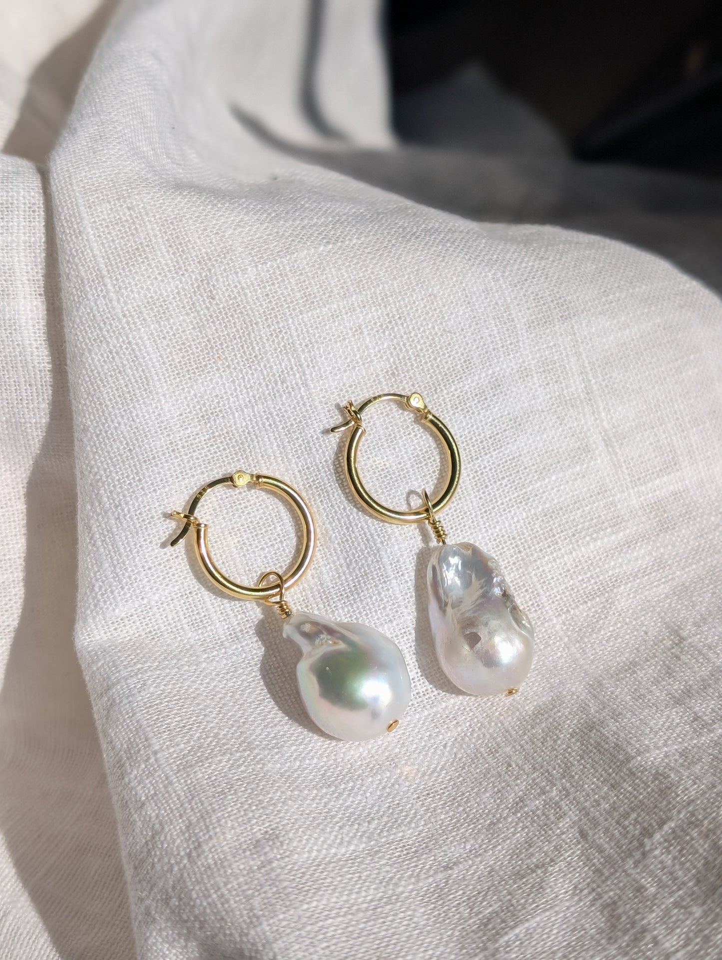 Fireball pearl hoop earrings