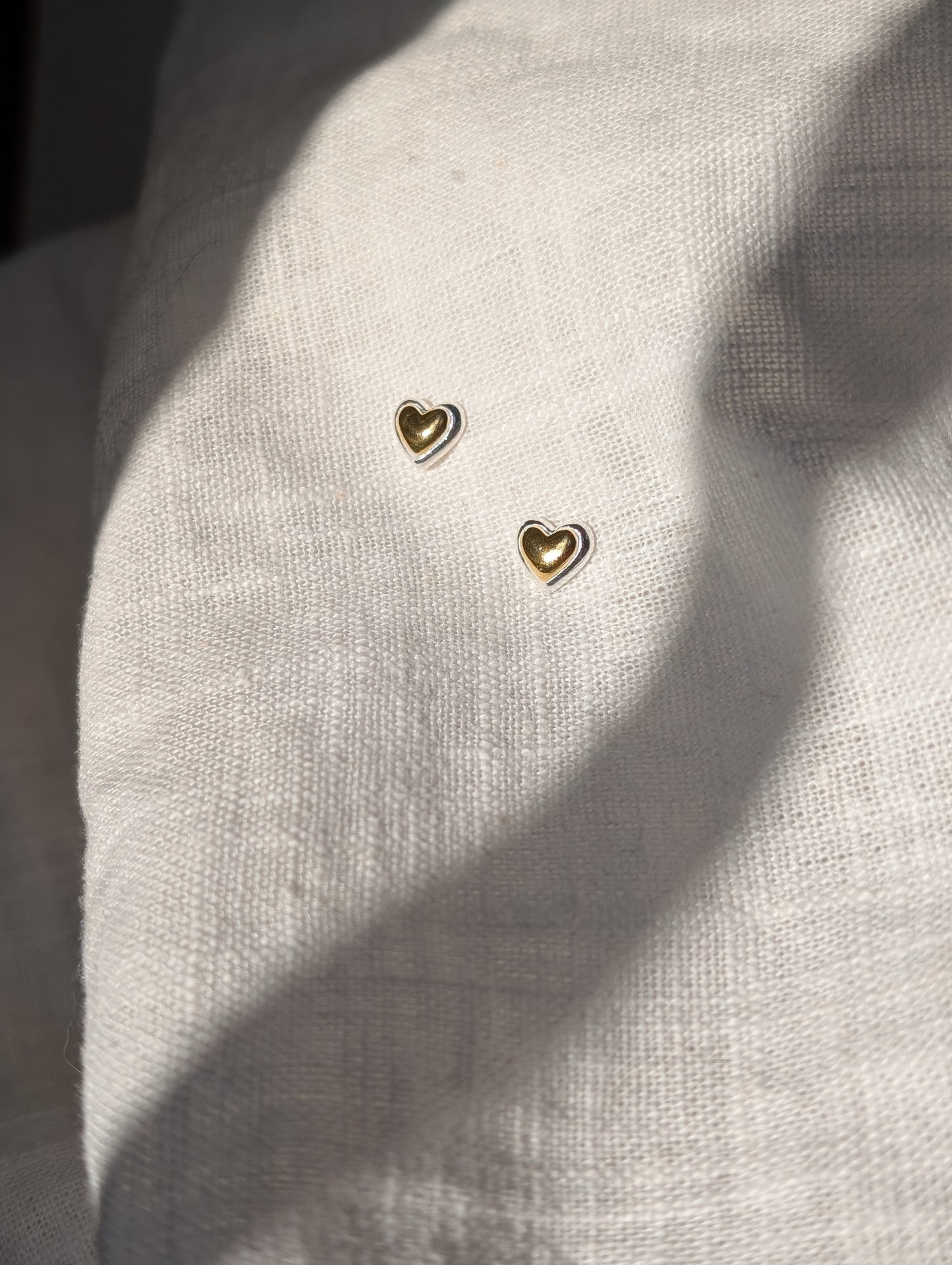 Heart of Gold mixed studs - silver & gold