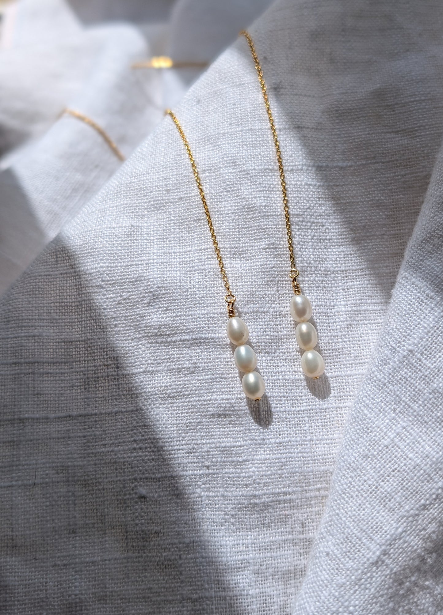 Triple Pearl threader earrings