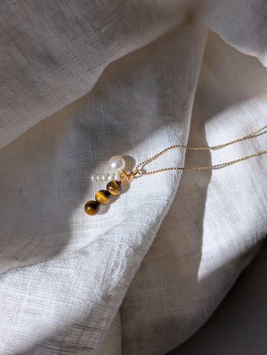 Tigers eye and pearl pendant