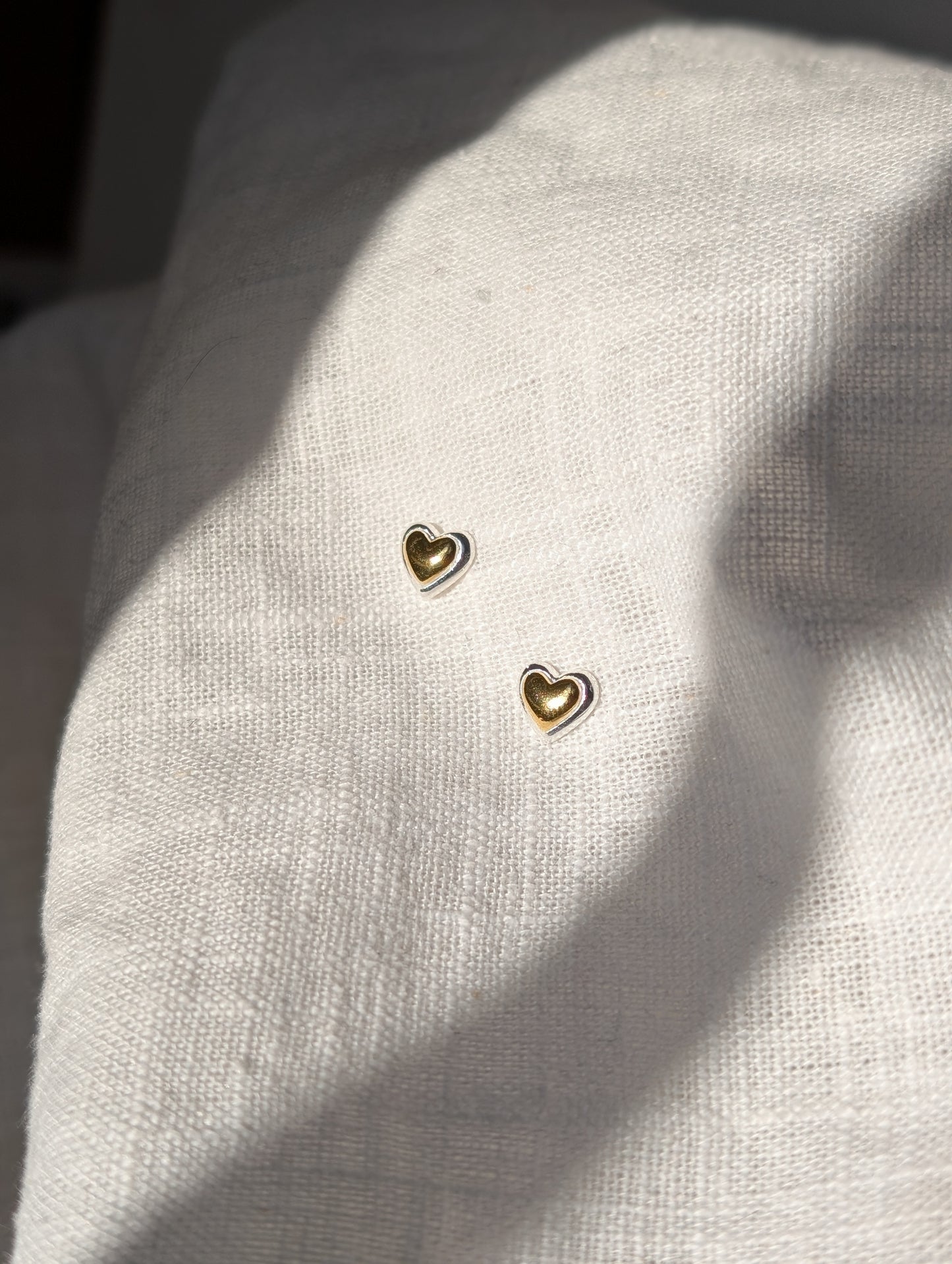 Heart of Gold mixed studs - silver & gold