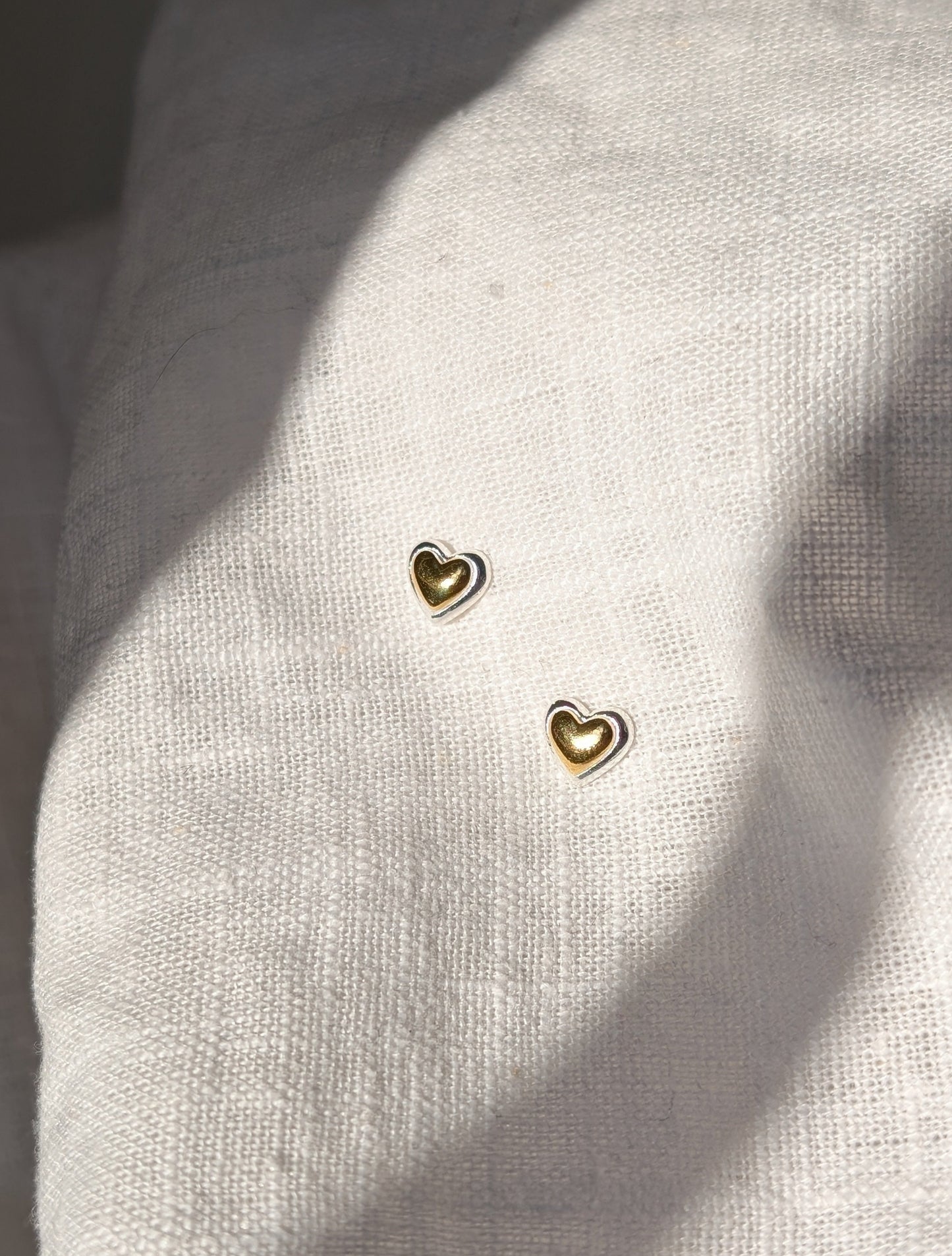 Heart of Gold mixed studs - silver & gold