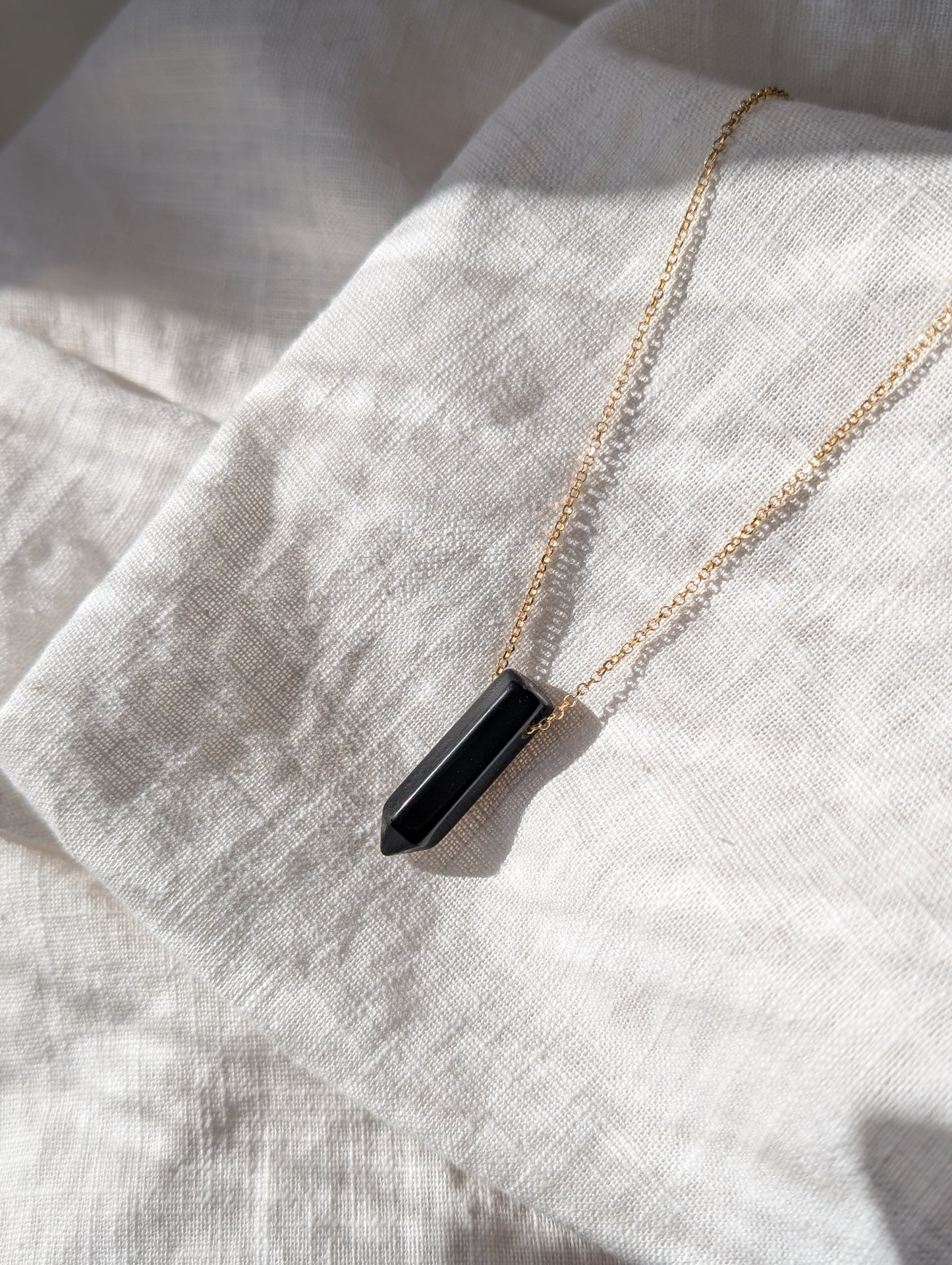 Black Oynx Crystal point necklace