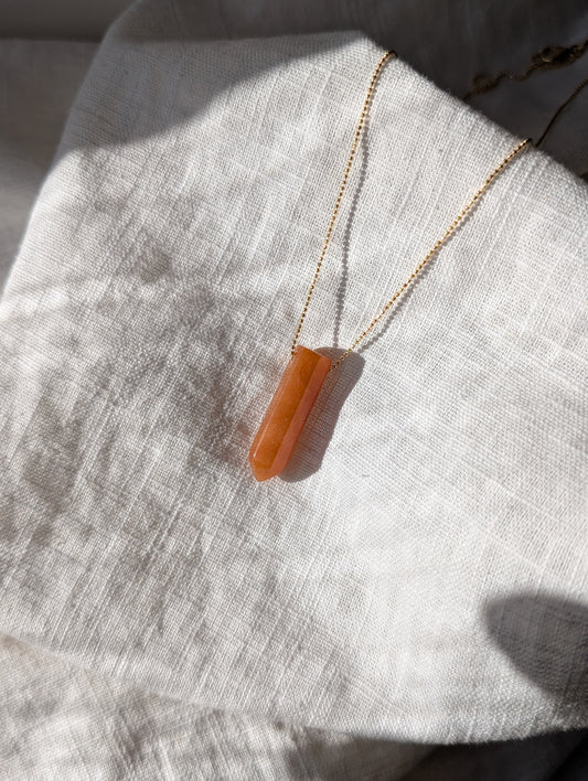 Orange Aventurine Crystal point necklace