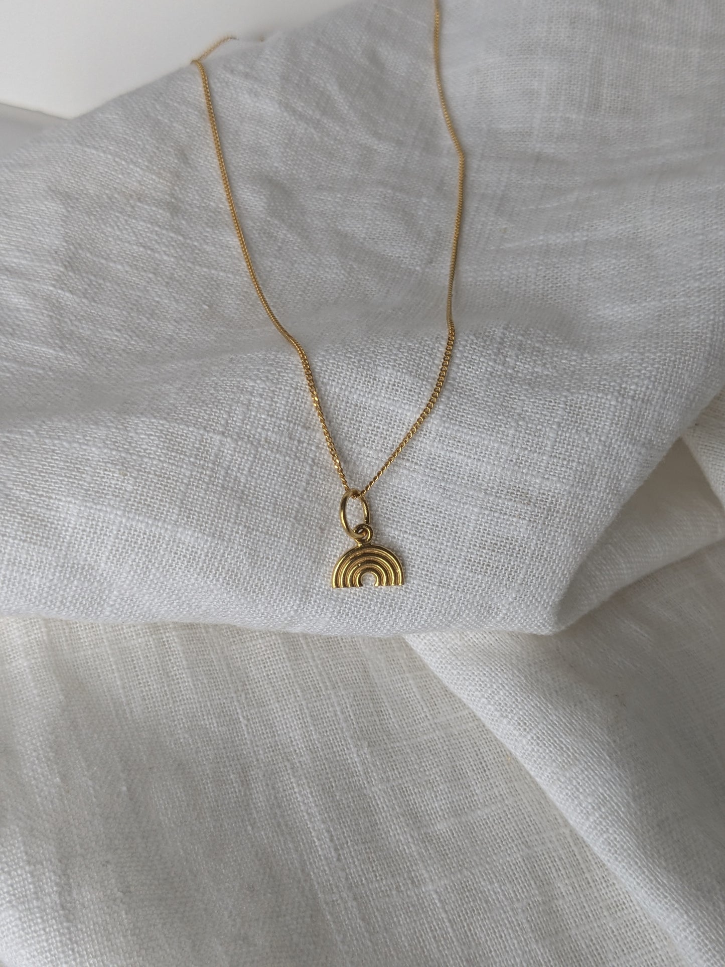 Rainbow cloud gold vermeil charm necklace