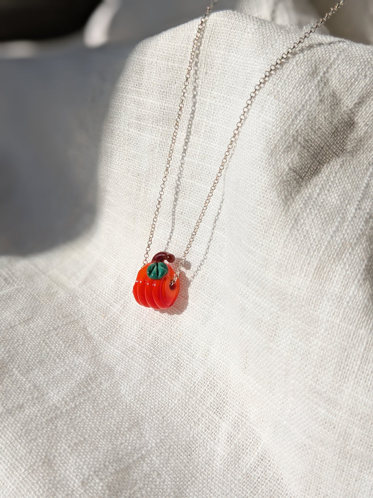 Orange Pumpkin Murano Glass Necklace