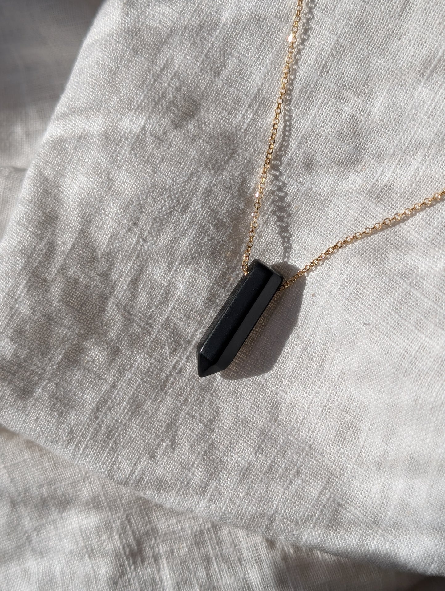 Black Oynx Crystal point necklace