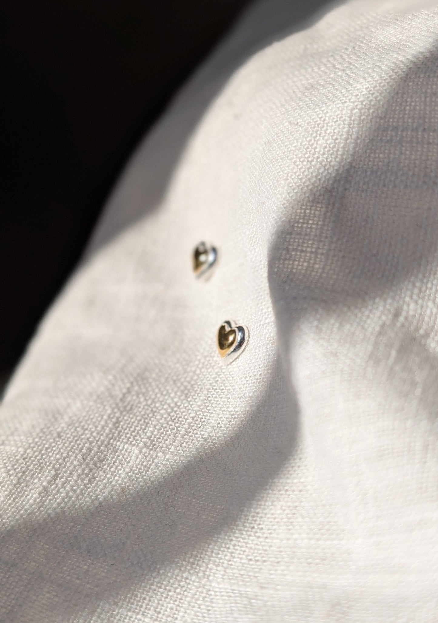 Heart of Gold mixed studs - silver & gold