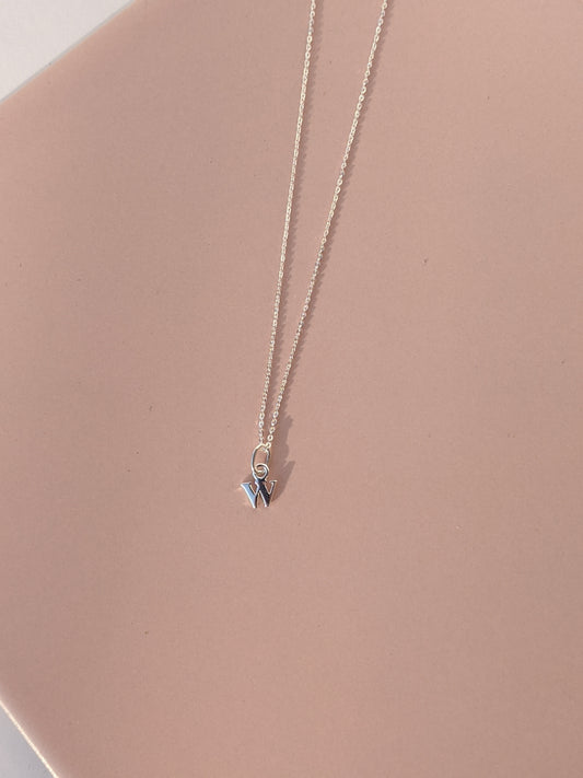 Tiny Lowercase Initial Necklace - Silver