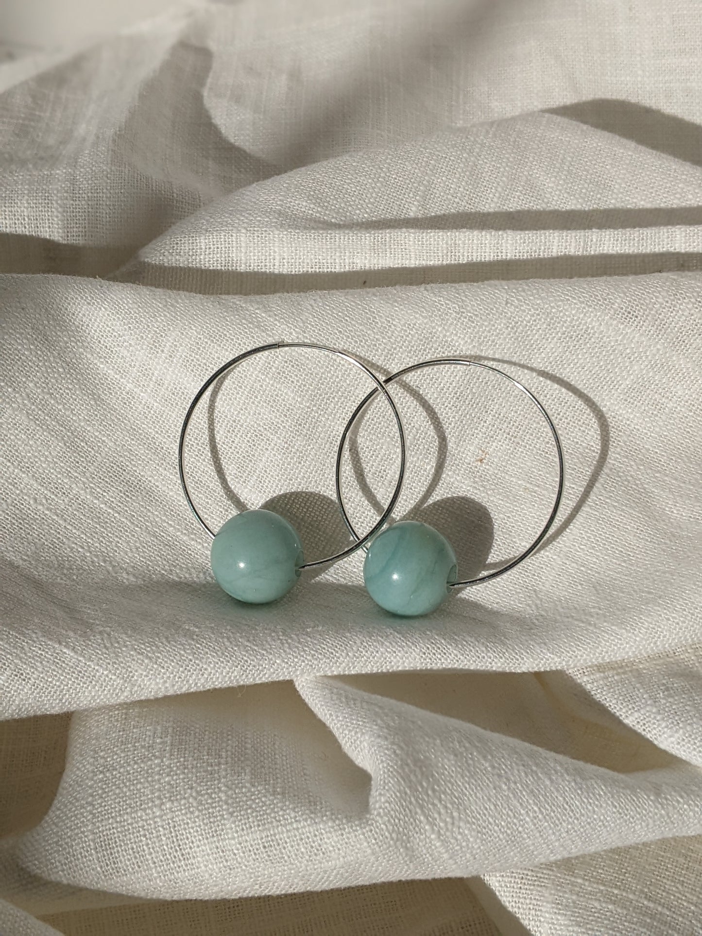 Amazonite Endless Silver Hoops