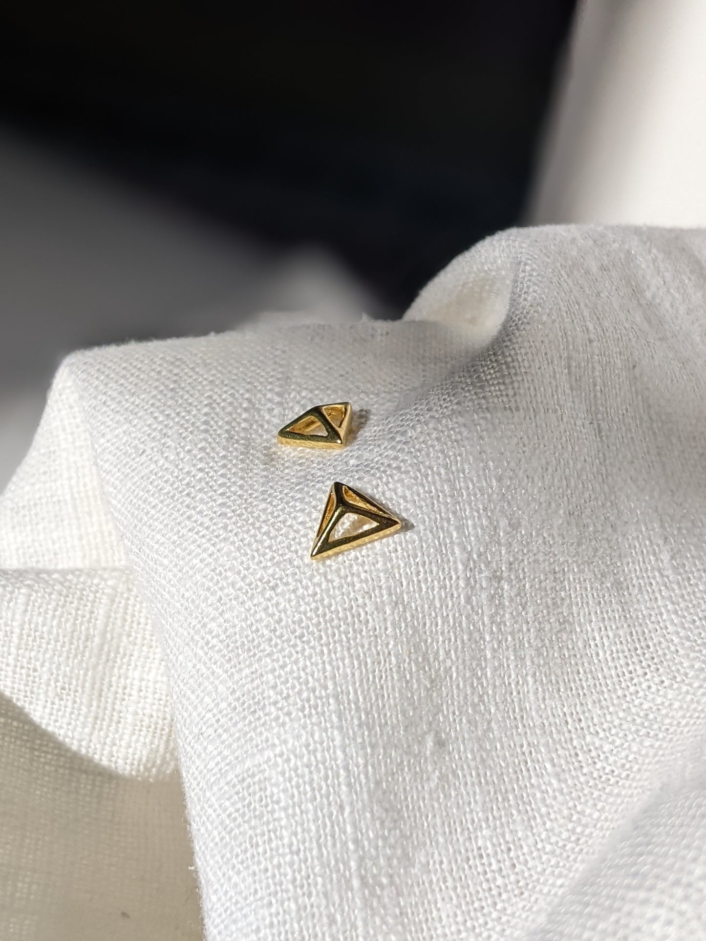 Tetrahedron Gold Vermeil Studs